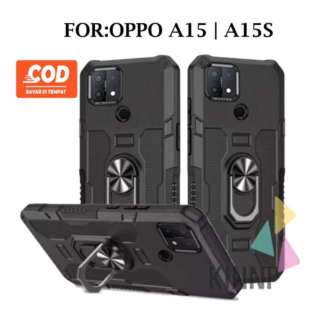 Casing Oppo A15 | A15s Hard Case Ring Armor Robot Case Kickstand Hybrid/Ring Holder