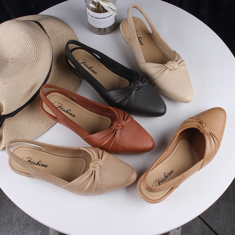 FAVORIT Sepatu Flat Wanita Tali Belakang Flat Shoes Jelly Sepatu Kerja Import Bahan PVC Lembut Cinta