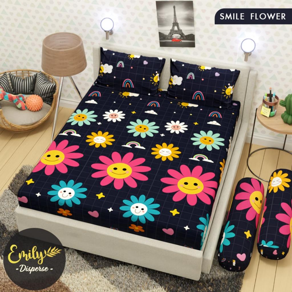 SAKURA-JP  SEPREI SET BANTAL GULING MOTIF BUNGA CANTIK UKURAN 120X200 ,160X200 ,200X200