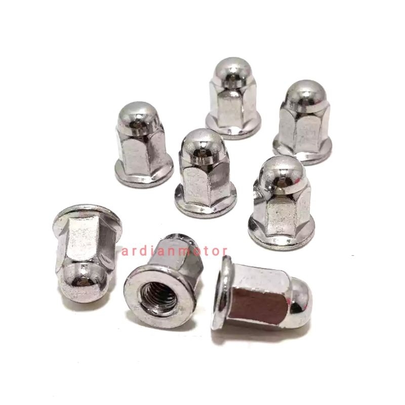 Mur Topi Knalpot Drat 10 / Mur Topi M6 Kunci 10 / Mur Topi 10 Krom / Mur Topi M6 Tinggi Stainless