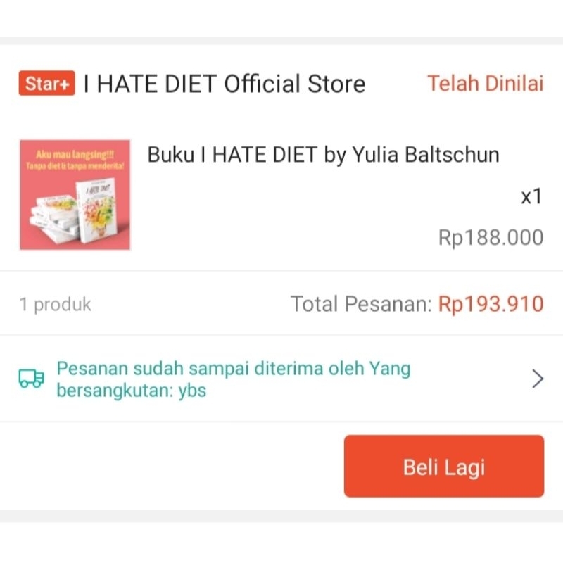 Preloved Buku I Hate Diet