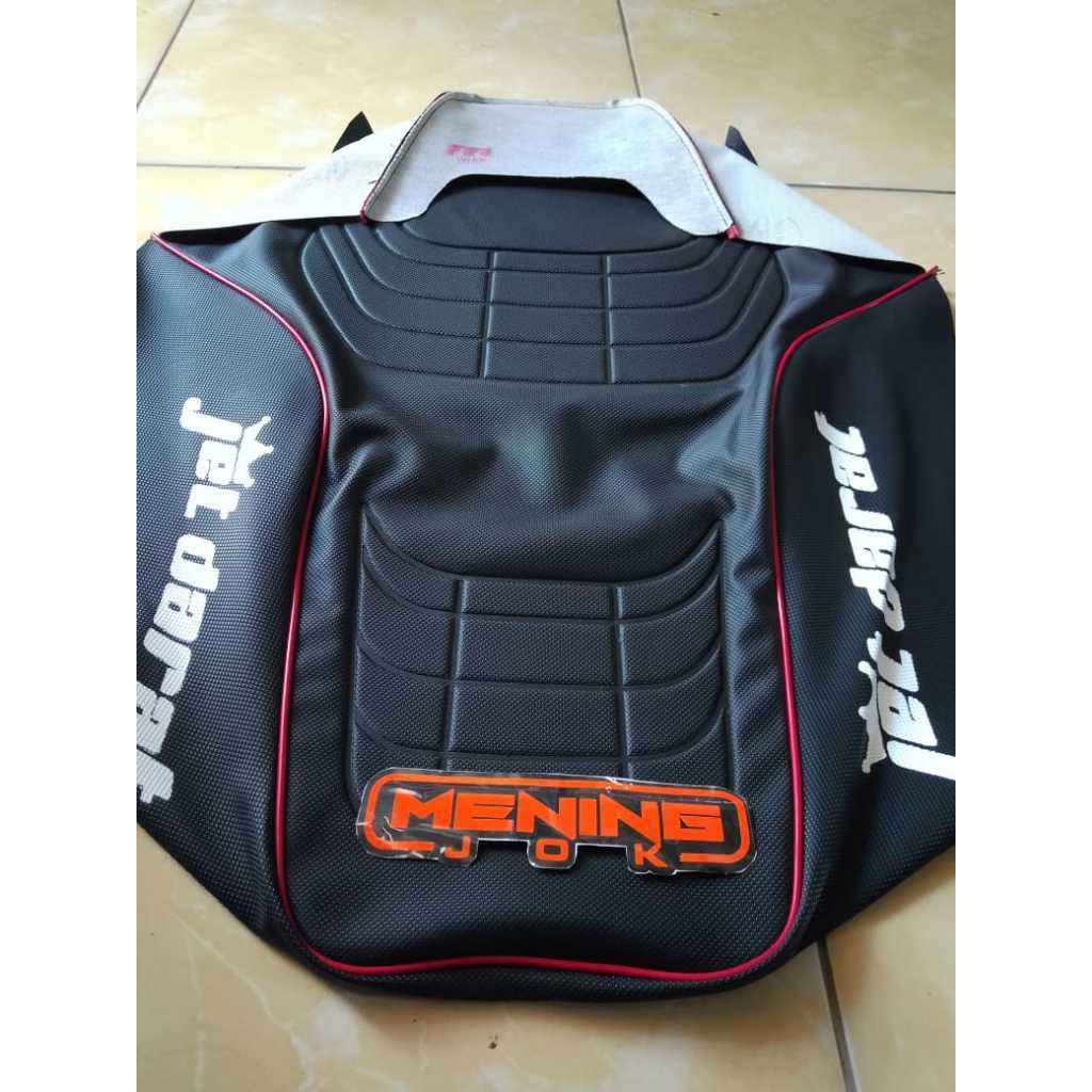 Kulit Cover Jok rx king standar Jet Darat LIST MERAH-jet darat hitam list merah-LIST MERAH