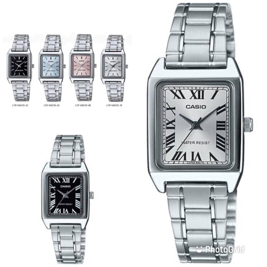 Jam Tangan Wanita Casio Kotak Strap Rantai Stainless