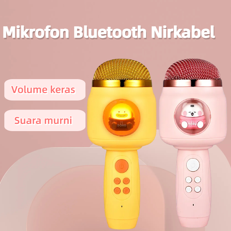Mic Karaoke Wireless Bluetooth Player  Anak Mic Wireless Microphone Anak Bluetooth Model Kartun Kara