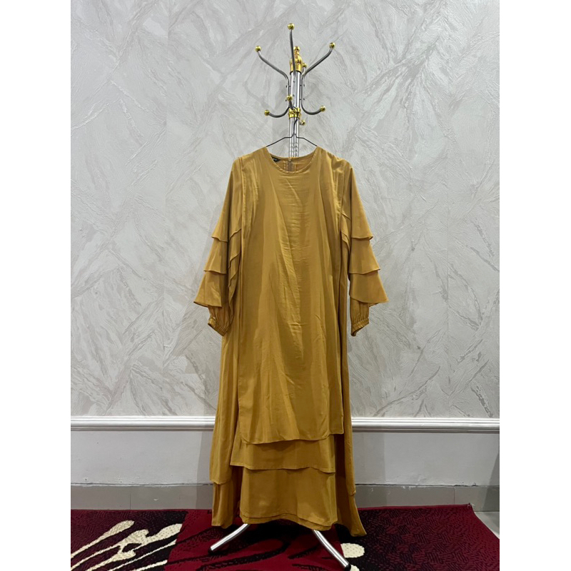 Preloved midi dress by Maima Indonesia, mustard, free size