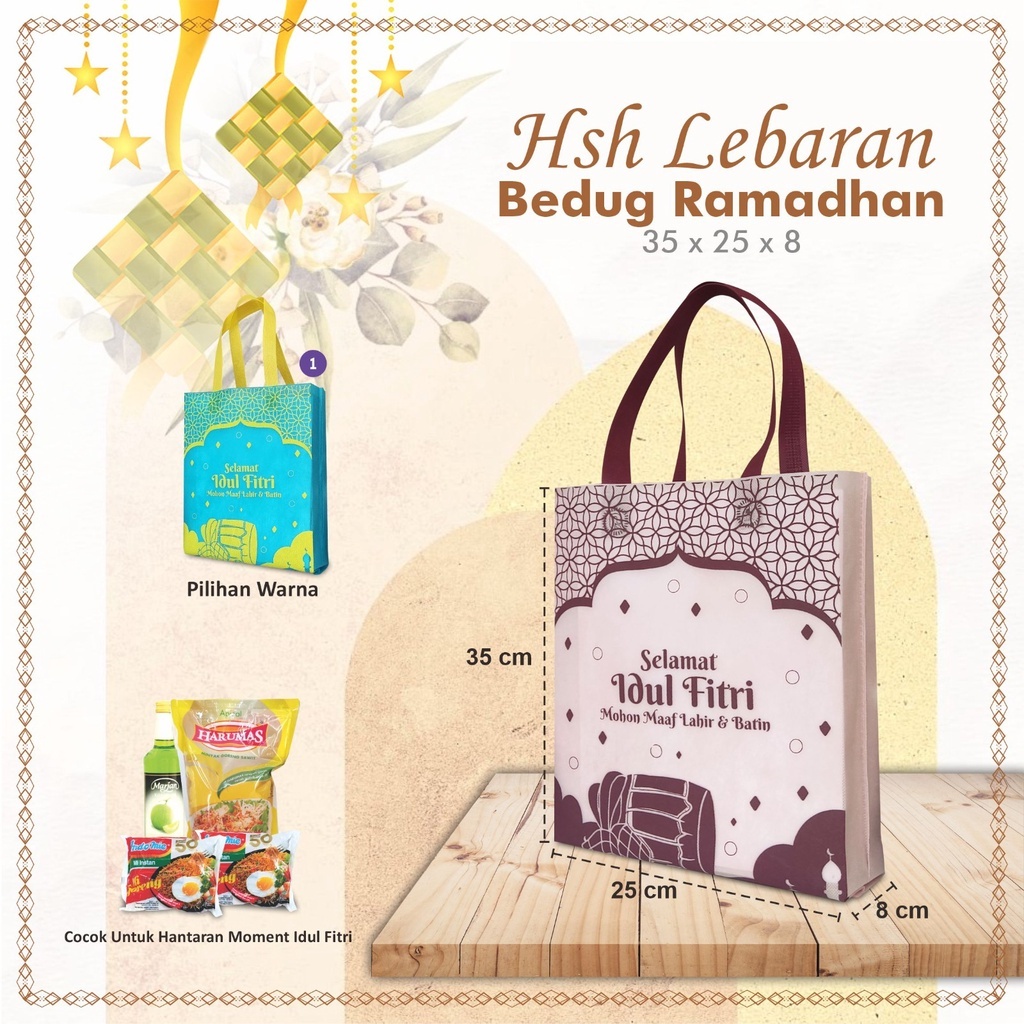 

Tas Spunbond Lebaran Idul Fitri Goodie Bag Idul Fitri Lebaran Tas Hampers Hari Raya Idul Fitri Lebaran 35x25x8 Bedug Ramadhan