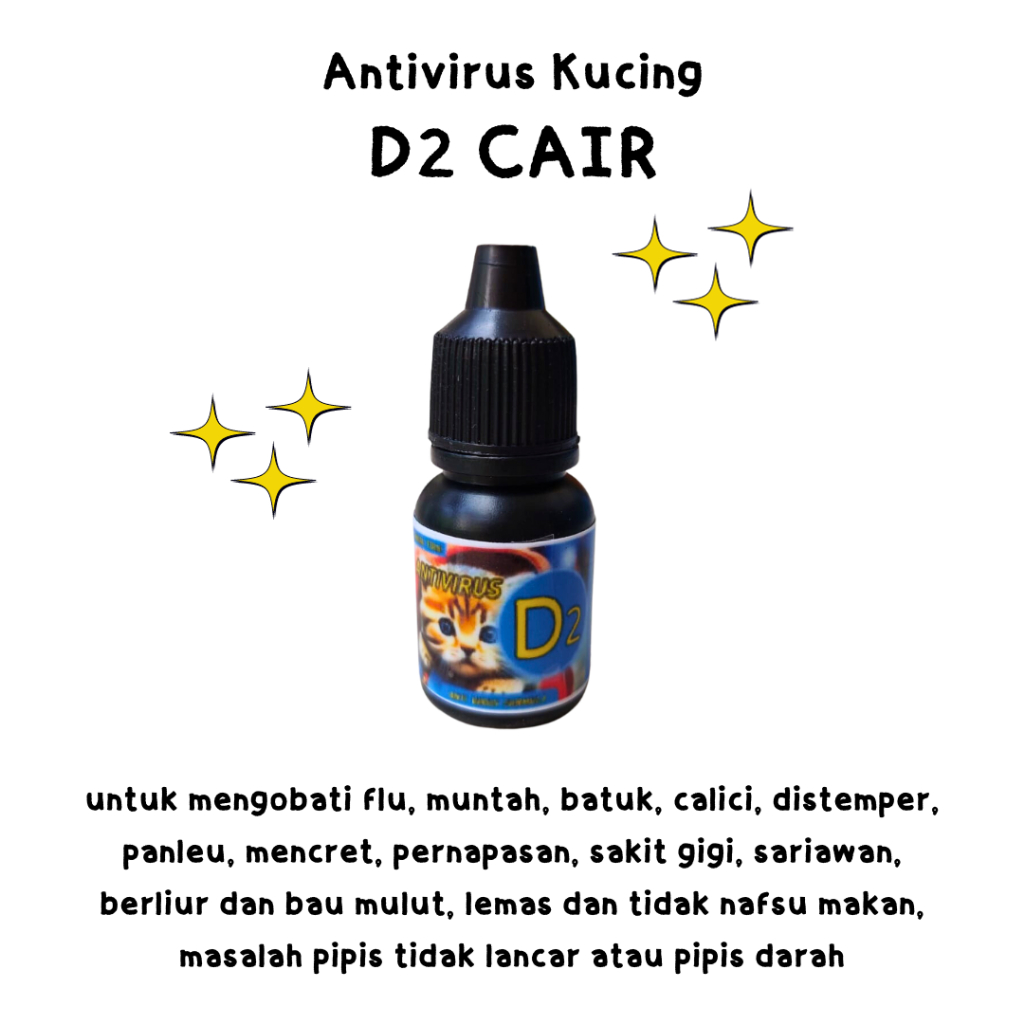 Antivirus D2 Cair - Obat Flu Kucing / Mencret / Pipis / Muntah Kucing