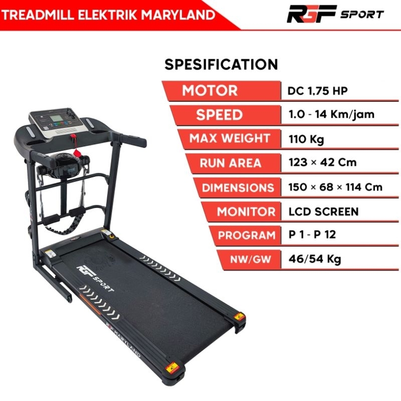 TREADMILL ELEKTRIK RGF SPORT MARYLAND / Treadmill Elektrik Murah / Treadmill Automatis / Treadmill R