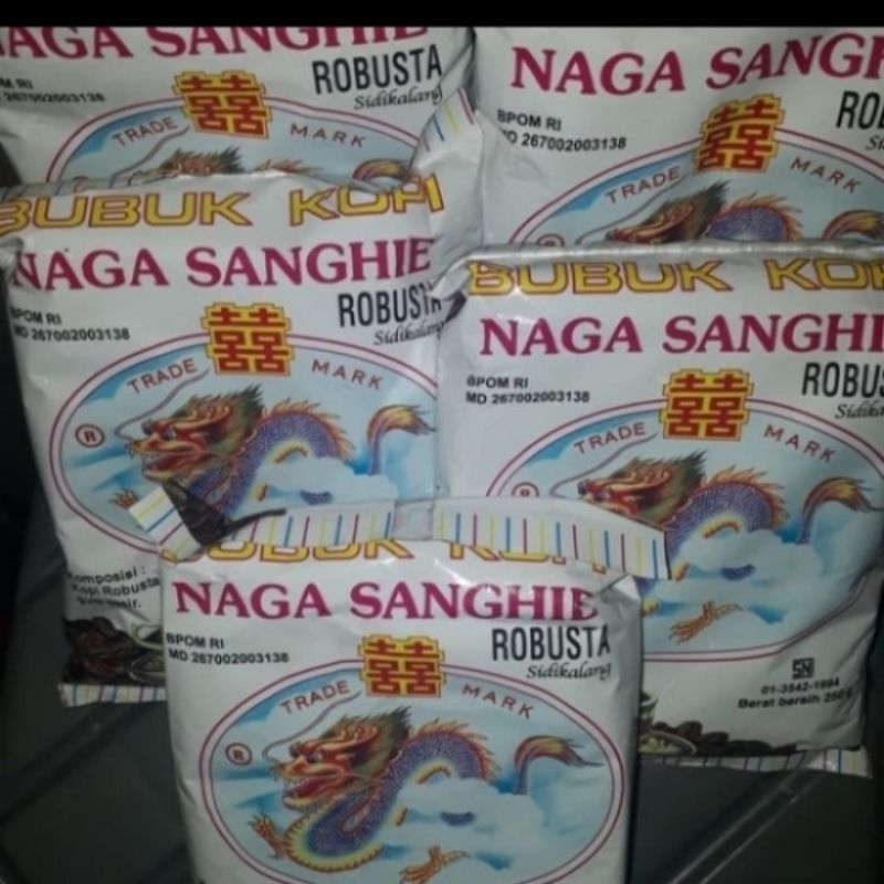 

Kopi Bubuk Naga Sanghie KASAR/Bubuk Kopi Robusta Khas Medan Sidikalang 500 gr