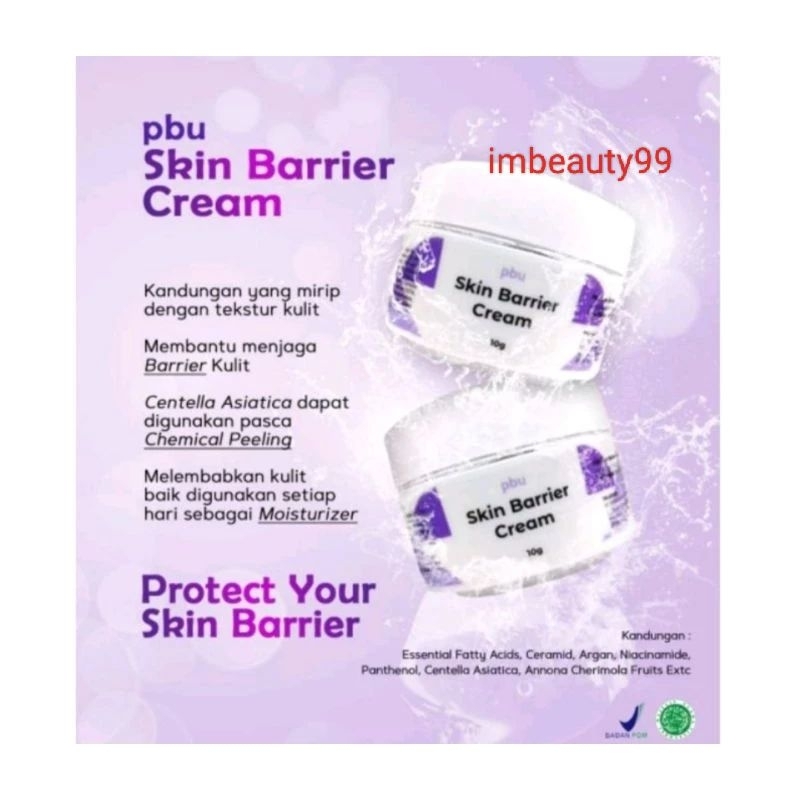 PBU Skin Barrier Cream - krim pelembab kulit wajah sensitif - Moisturizing - post peeling - bpom