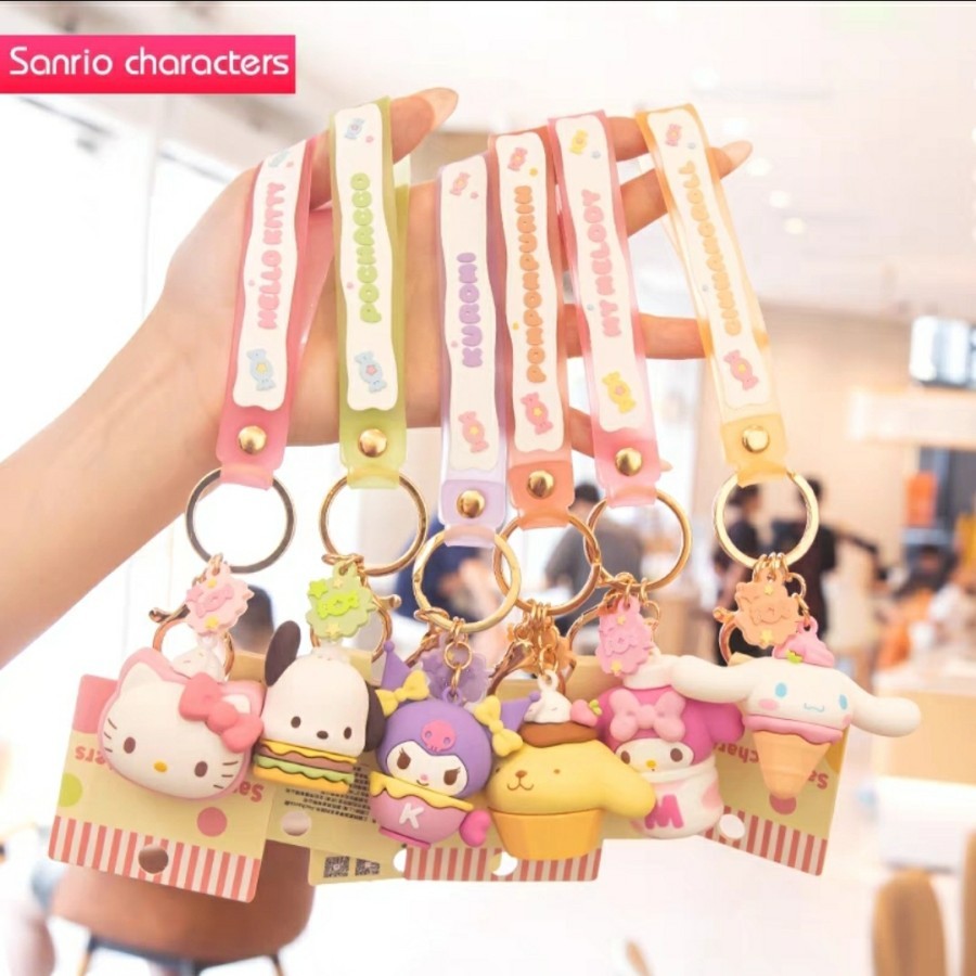 Gantungan Kunci Gantungan Tas Sanrio Foods Hello Kitty My Melody Kuromi Pompompurin Cinnamoroll Pochacco