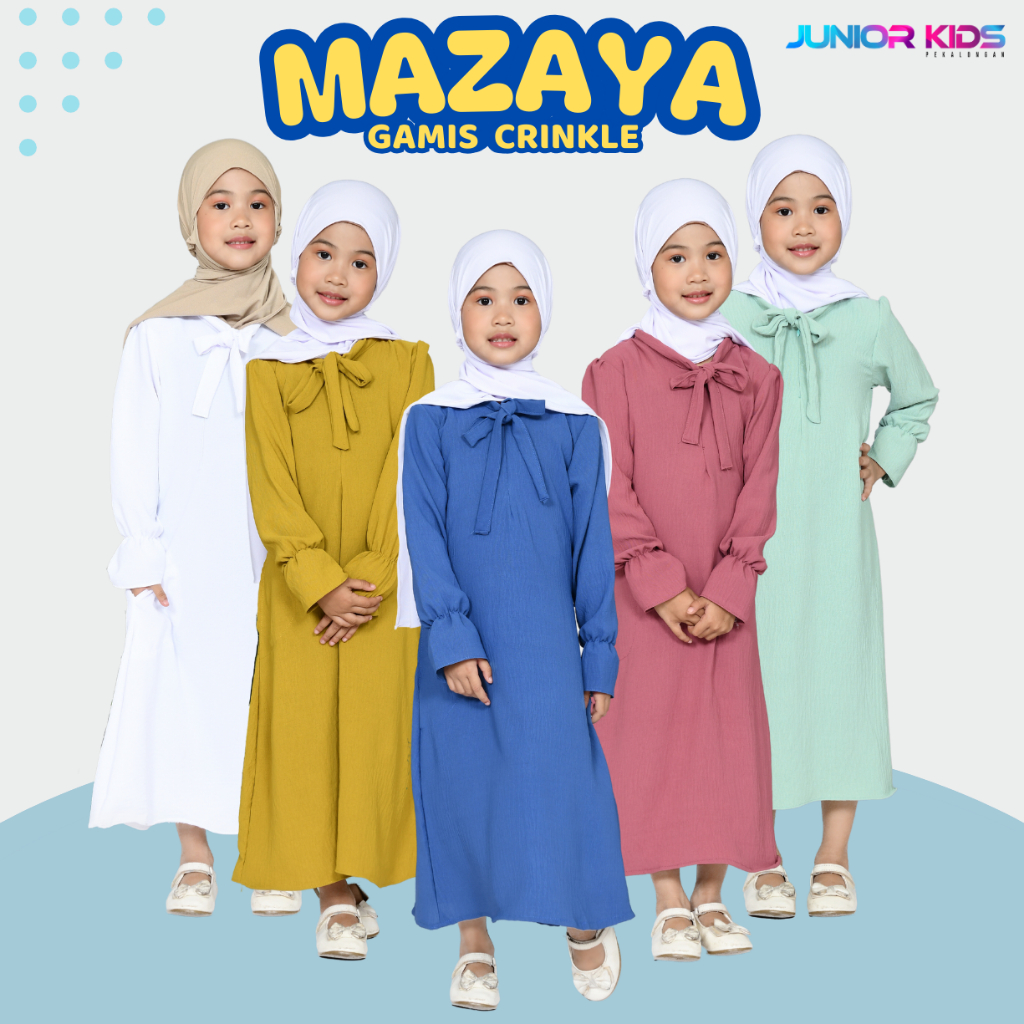 mazaya gamis crinkle anak perempuan usia 3-8 tahun gamis dress anak cewe