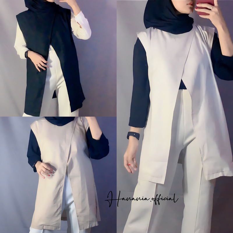 AYURA VEST TUNIK BELAH KEKINIAN SLIT DEPAN KANCING OUTER