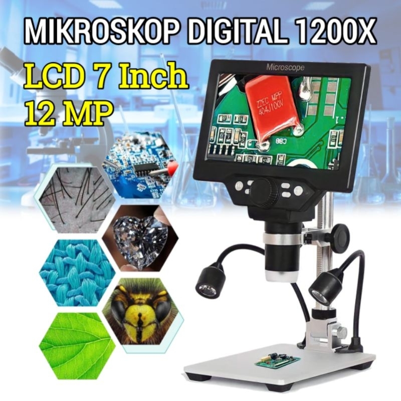 Mikroskop Digital Microscope 12MP 1200X 7 Inch Monitor & Metal Stand - G1200