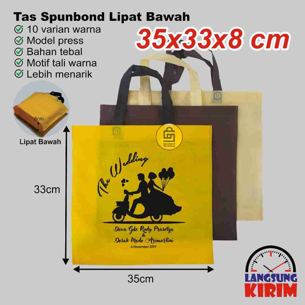 

Goodie Bag Tas Spunbond Tali Warna 35x33x8 cm Gratis Sablon