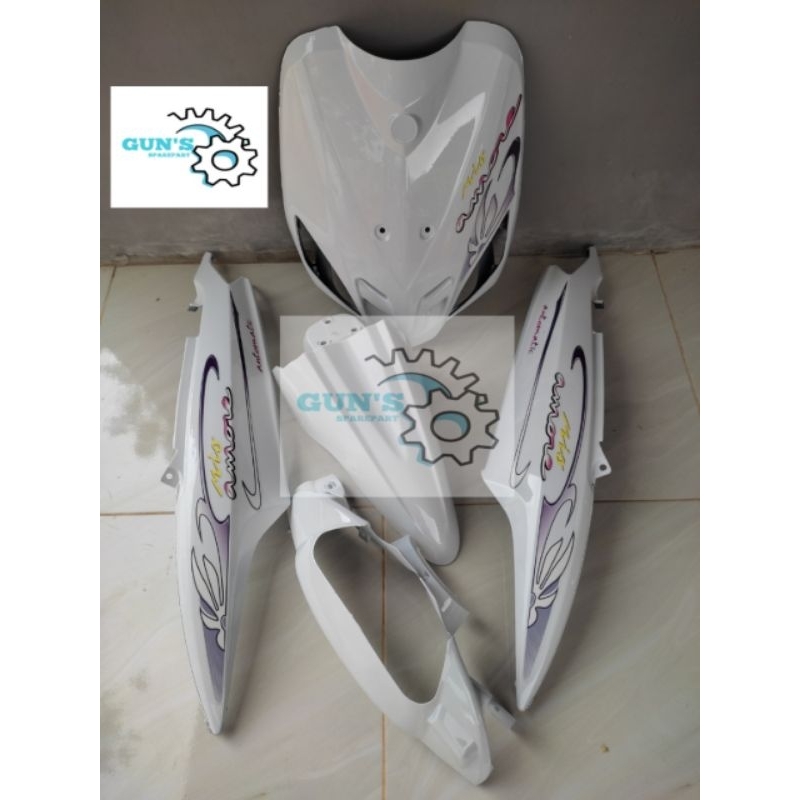 cover full body halus Yamaha Mio sporty putih plus striping transparan Thailand