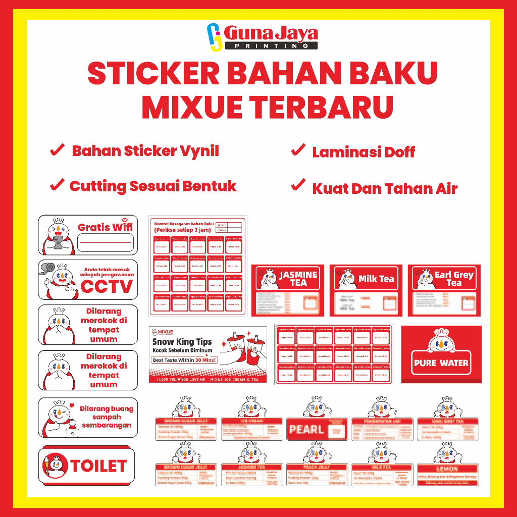 

Cetak Sticker Bahan Baku dan Sticker Resep Dapur Mixue Terbaru