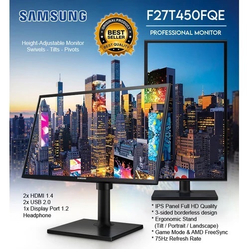 Samsung F27T450FQE Monitor Profesional 27" FHD IPS 75Hz PIVOT