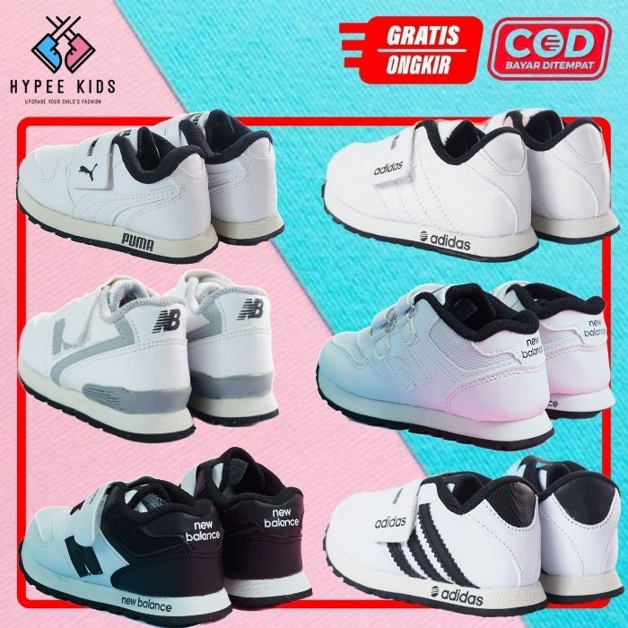 Sepatu Sneakers Anak Sekolah Putih Kids Anak Laki-laki Perempuan Cewek Cowok Umur 2 3 4 5 6 7 8 tahu