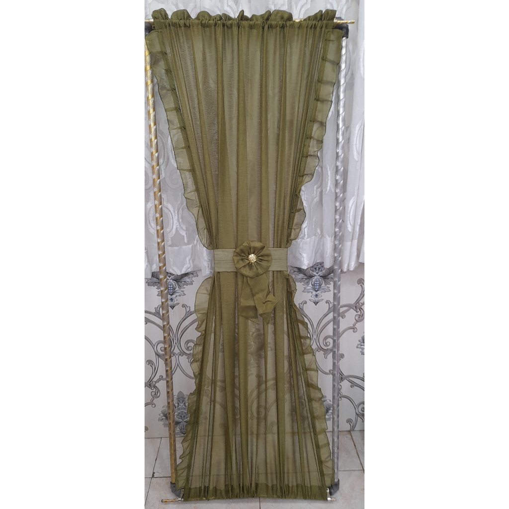 Gorden Minimalis Hordeng Kupu-kupu Gordyn Spiral Kain Pintu Nempel Kaca Tinggi 150CM Master Gorden B