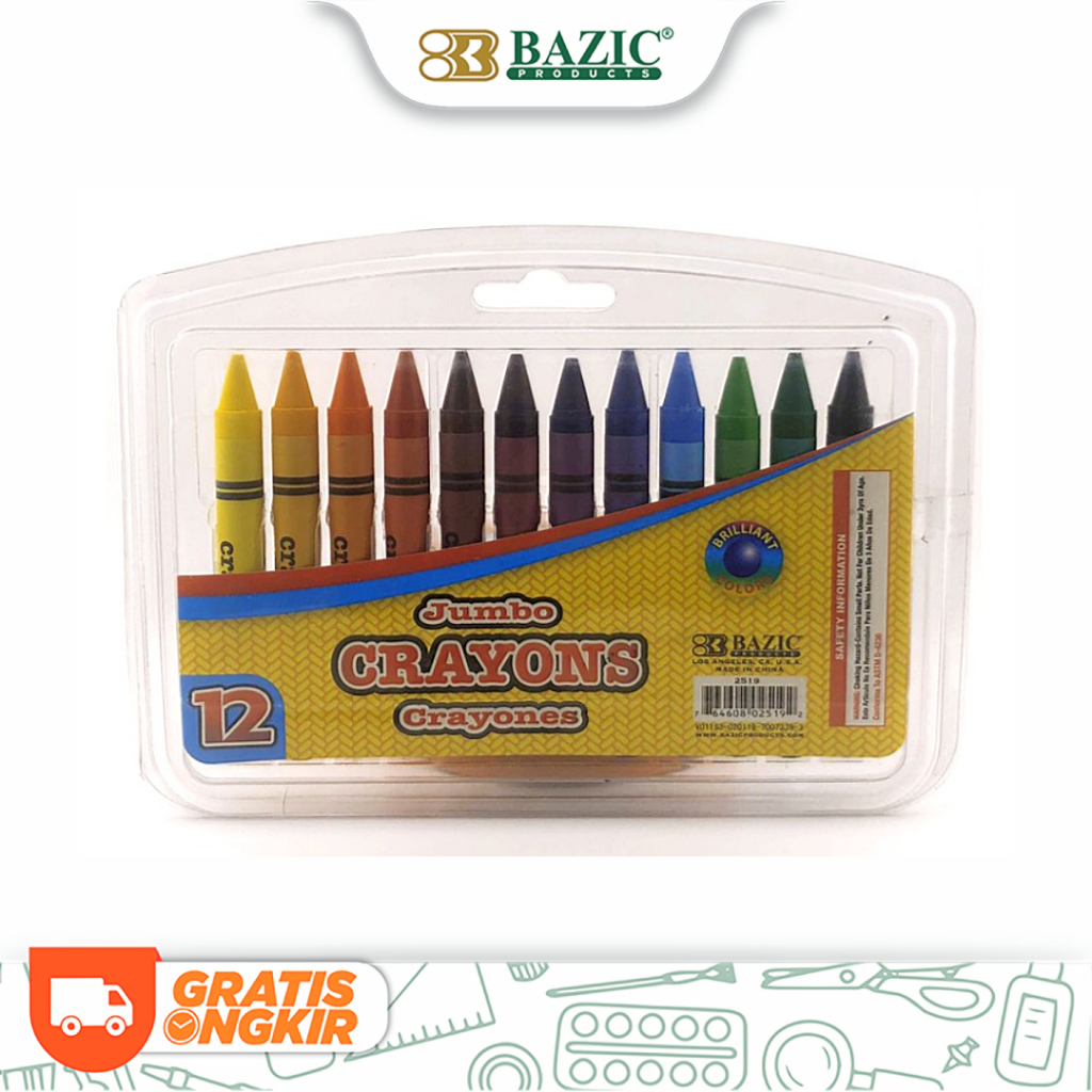 

Bazic 12 Colors Super Jumbo Crayons - Krayon Besar 12 Warna