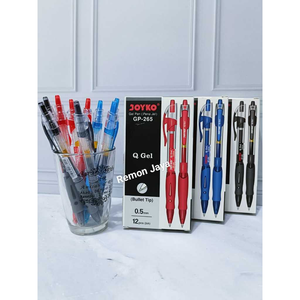 

Pulpen Q Gel joyko 0,5mm / hitam-biru-merah (isi 6 pcs