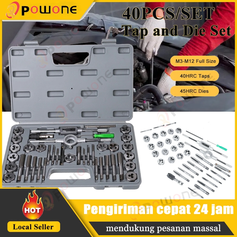 40 Pcs Metric Tap Die Set Alat Ulir Tangan Tungsten Carbide Screw Thread Bit Tap Die Set 40pcs Alat 