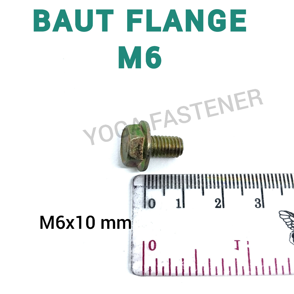 Baut Flange M6x10 baut kunci 10 kuning flange bolts.