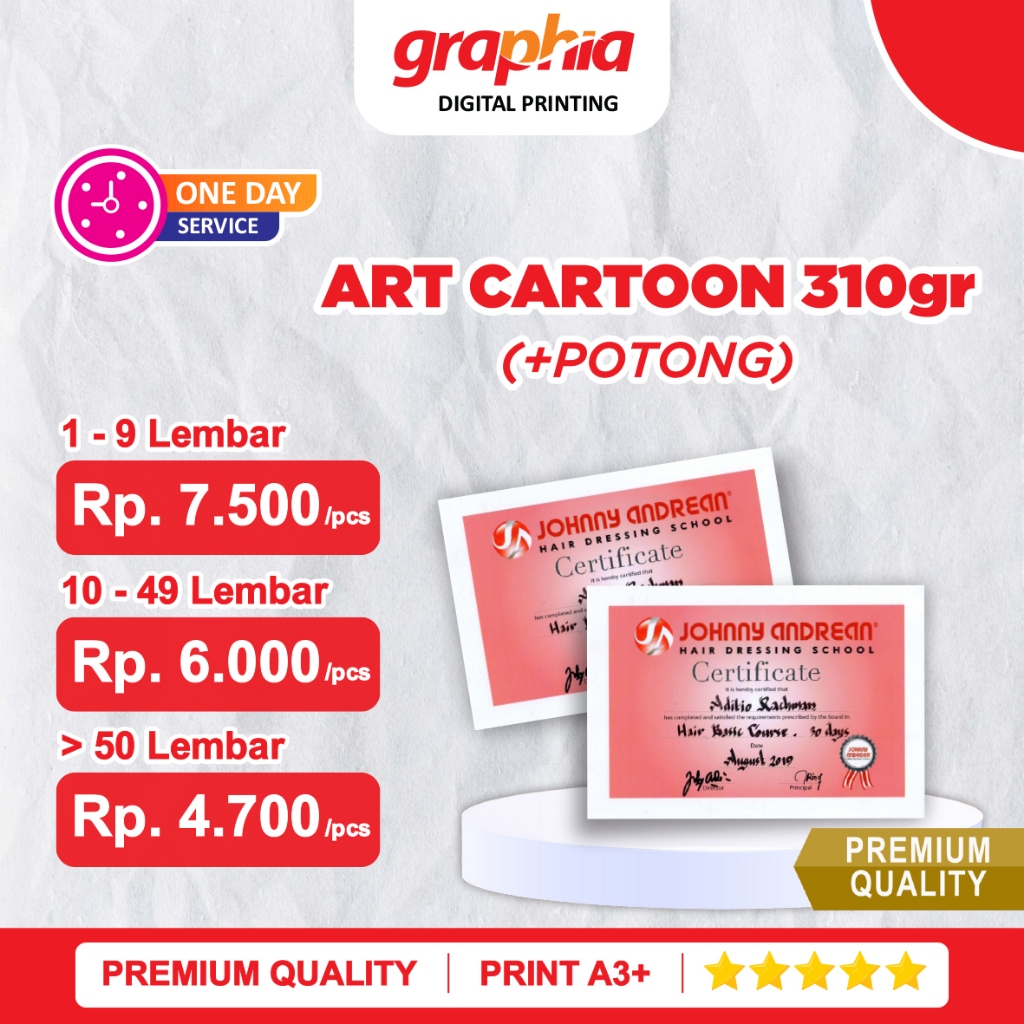 

Print Art Cartoon 310gr + Potong A3+