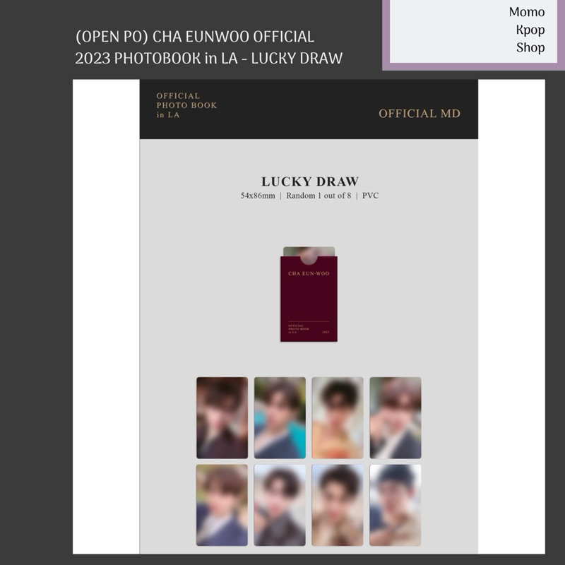 ASTRO Cha Eunwoo 2023 Official Photobook in LA - Luckydraw PVC MD