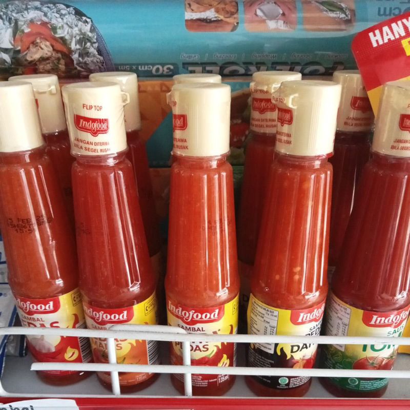 

sambal Indofood 135ml pedas, pedas manis, extra pedas, pedas dahsyat, tomat