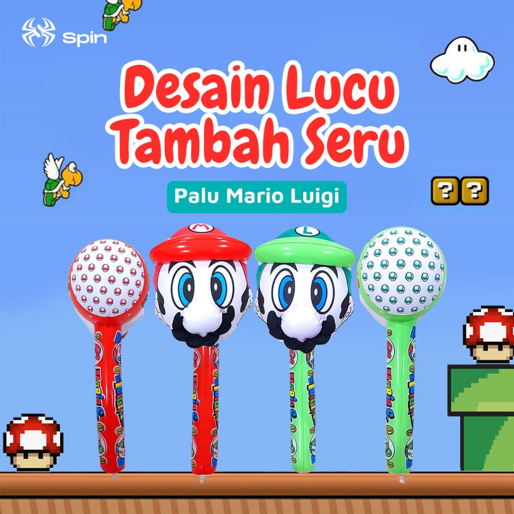 TIUP PALU MARIO LUIGI 55cm MAINAN ANAK - palu tiup mario luigi / balon mario luigi