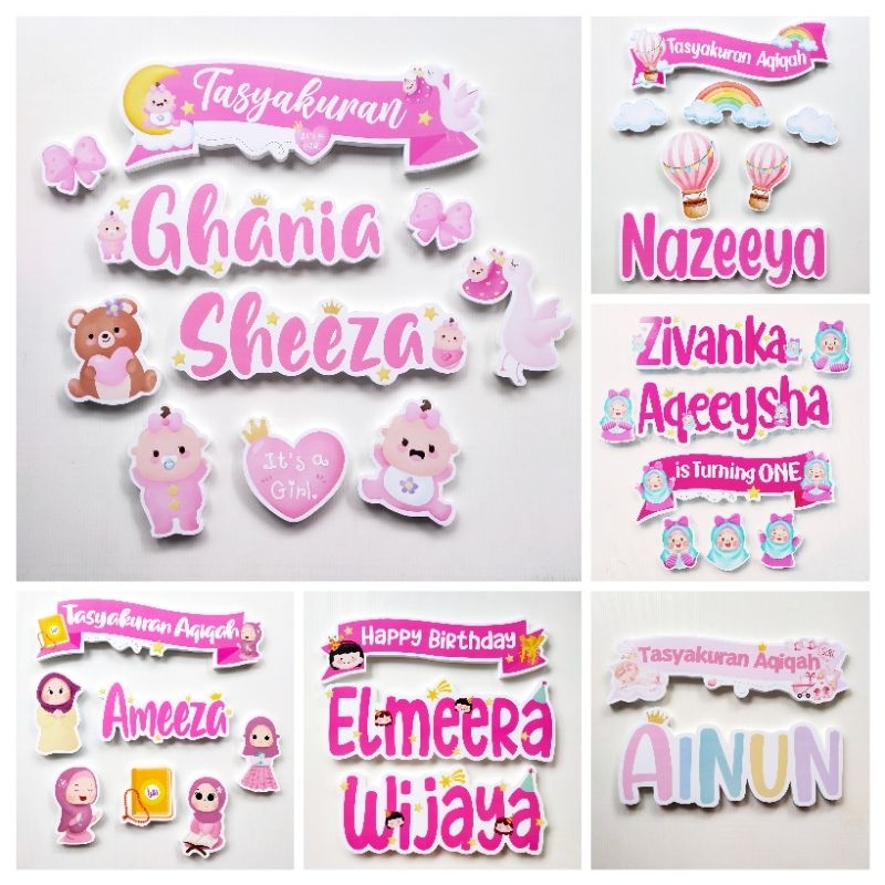 DEKORASI TULISAN STEROFOAM AQIQAH TEDAK SITEN TEMA ANAK PEREMPUAN DEKORASI BACKDROP