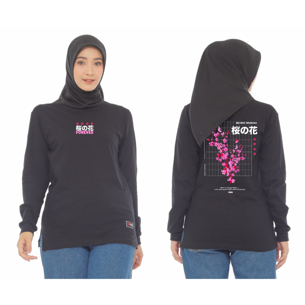 KAOS LENGAN PANJANG WANITA PRINT DEPAN BELAKANG MOTIF/ BAJU ATASAN WANITA LENGAN PANJANG KEKINIAN