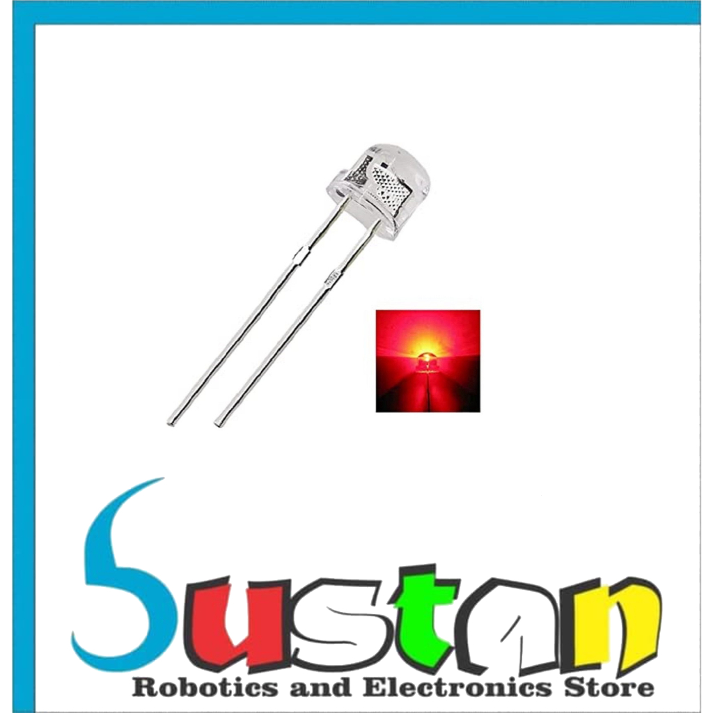 LED 5MM STRAWHAT RED CLEAR STRAW HAT MERAH SUPER BRIGHTNESS LAMPU LED