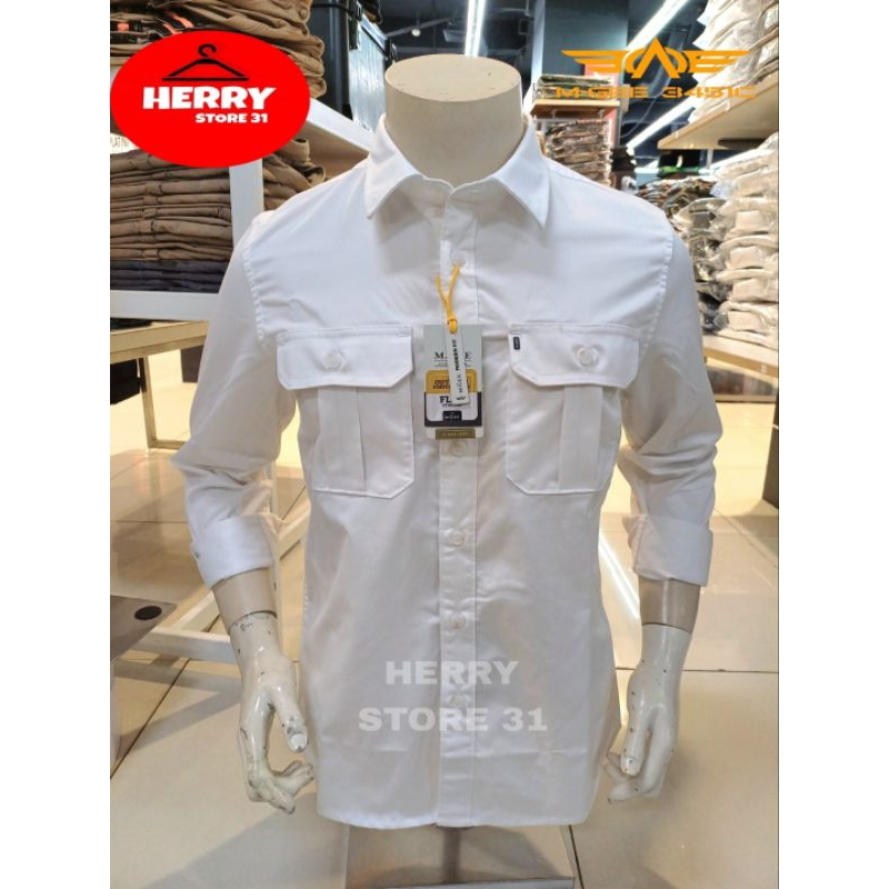 KEMEJA MGEE PREMIUM QUALITY TERBARU PUTIH POLOS