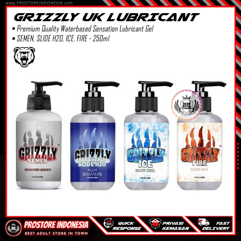 GRIZZLY LUBRICANT - Pelumas Pelicin Gel 4 Variant Sensation Vigel WATERBASED ORIGINAL ASLI - SEMEN S