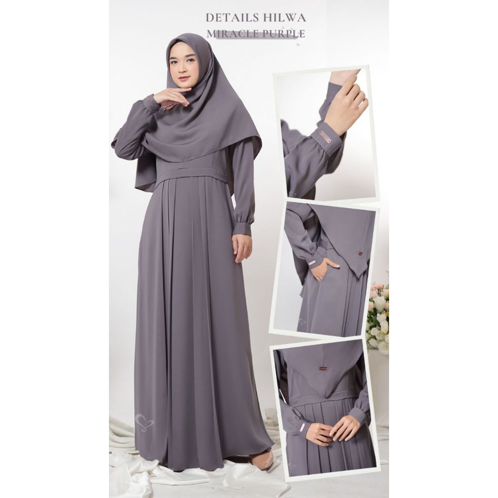 Hilwa Dress By Salvina Hijab gamis polos elegant menawan, cocok untuk kondangan hangout dan pengajia