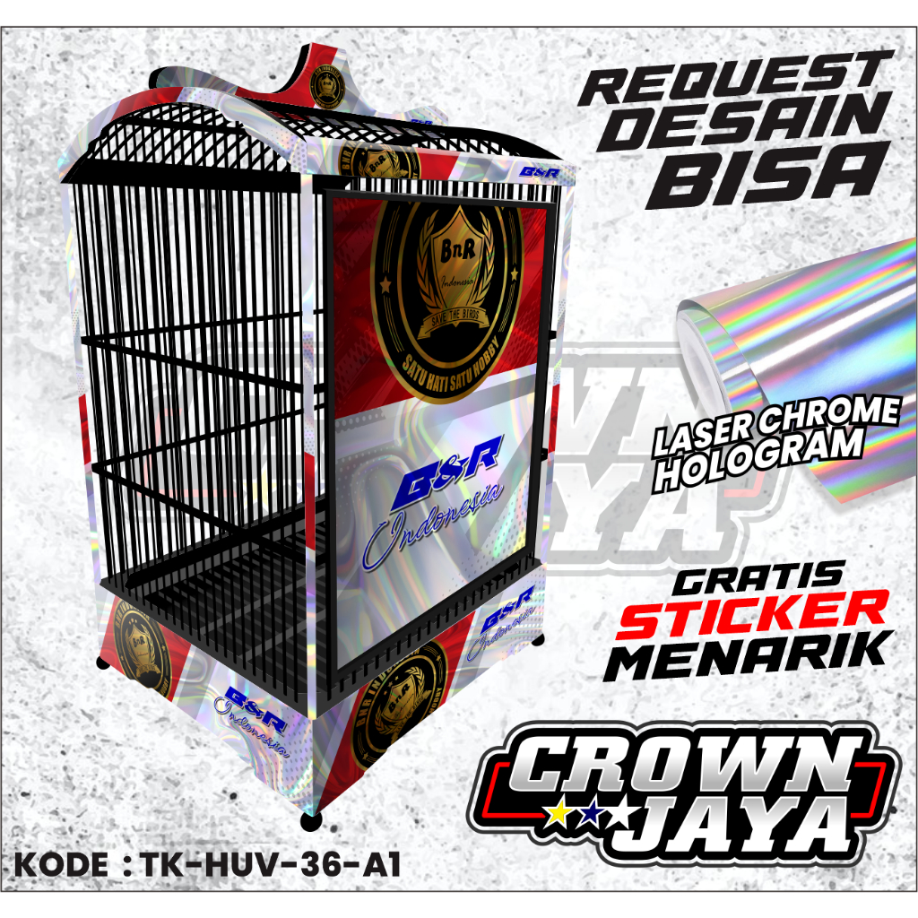 Decal Sangkar Kotak Sangkar BNR INDONESIA Variasi Hologram UV - Stiker Sangkar Kandang Kotak - TK-HU