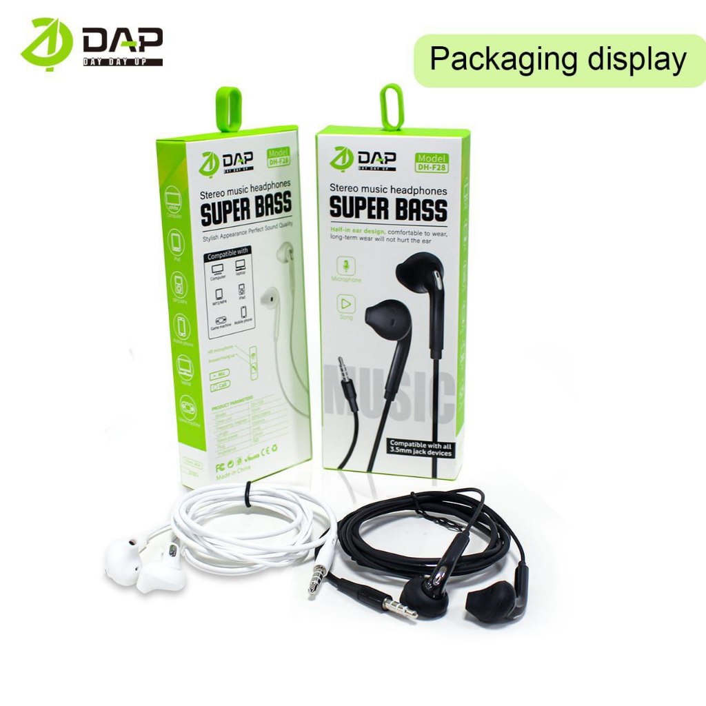 HEADSET DAP DH-F28 | HEADSET MURAH | SUPERBASS | HANDSFREE KABEL | TERLARIS