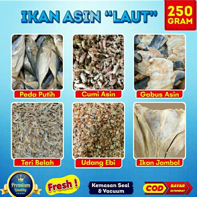 

IKAN ASIN l TERI l BABY CUMI l UDANG EBI l IKAN PEDA l IKAN GABUS l JAMBAL l REBON (250 GRAM)