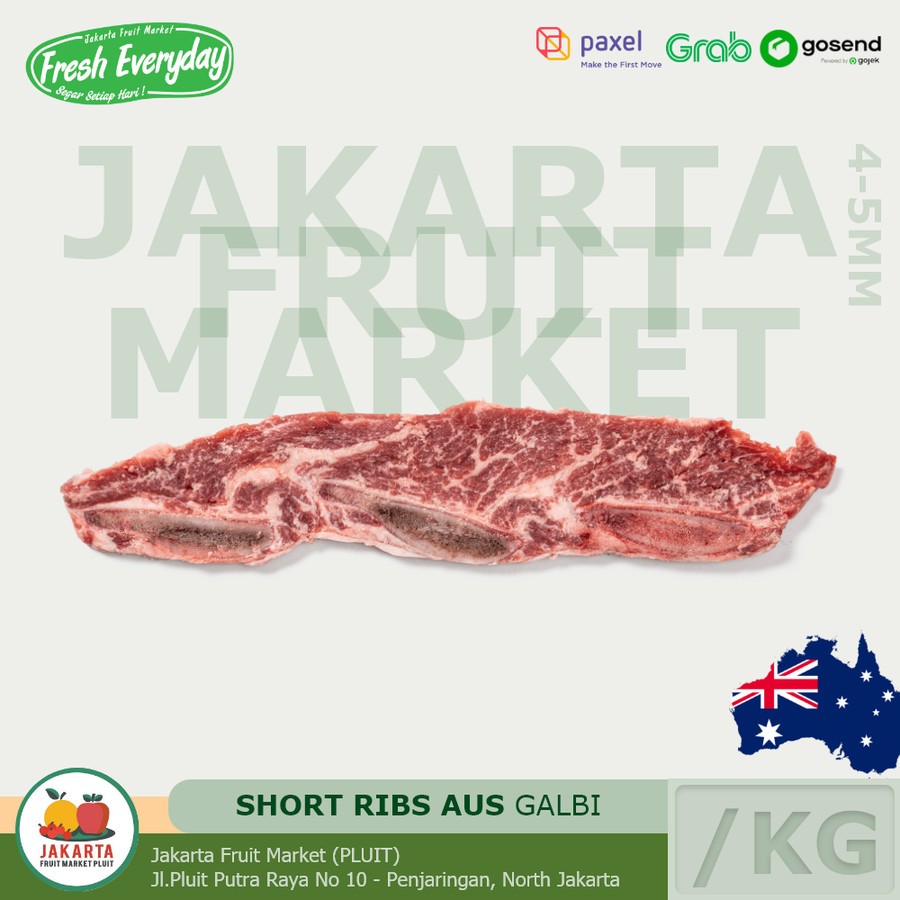 

GALBI BONE IN Shortribs Aus 4-5MM / Australian Beef daging grill