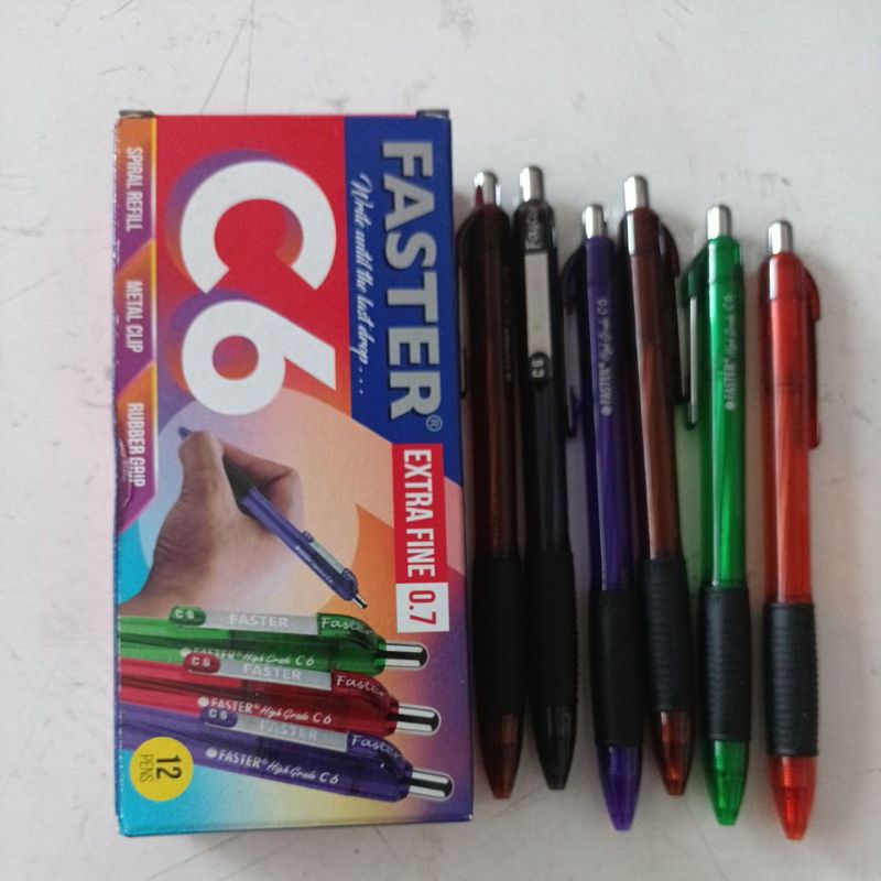 

Pulpen faster C6 (per pak isi 12 pcs) Htam dan Biru