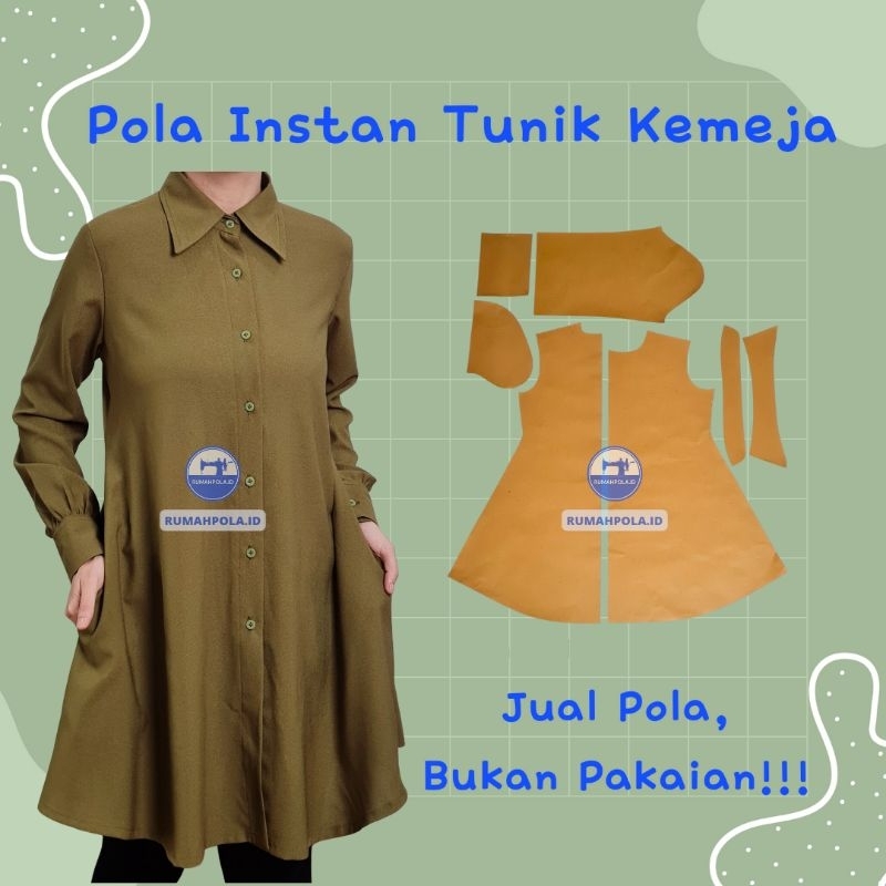 RMP 01 - Pola Instan Tunik Kemeja Wanita Lengan Panjang
