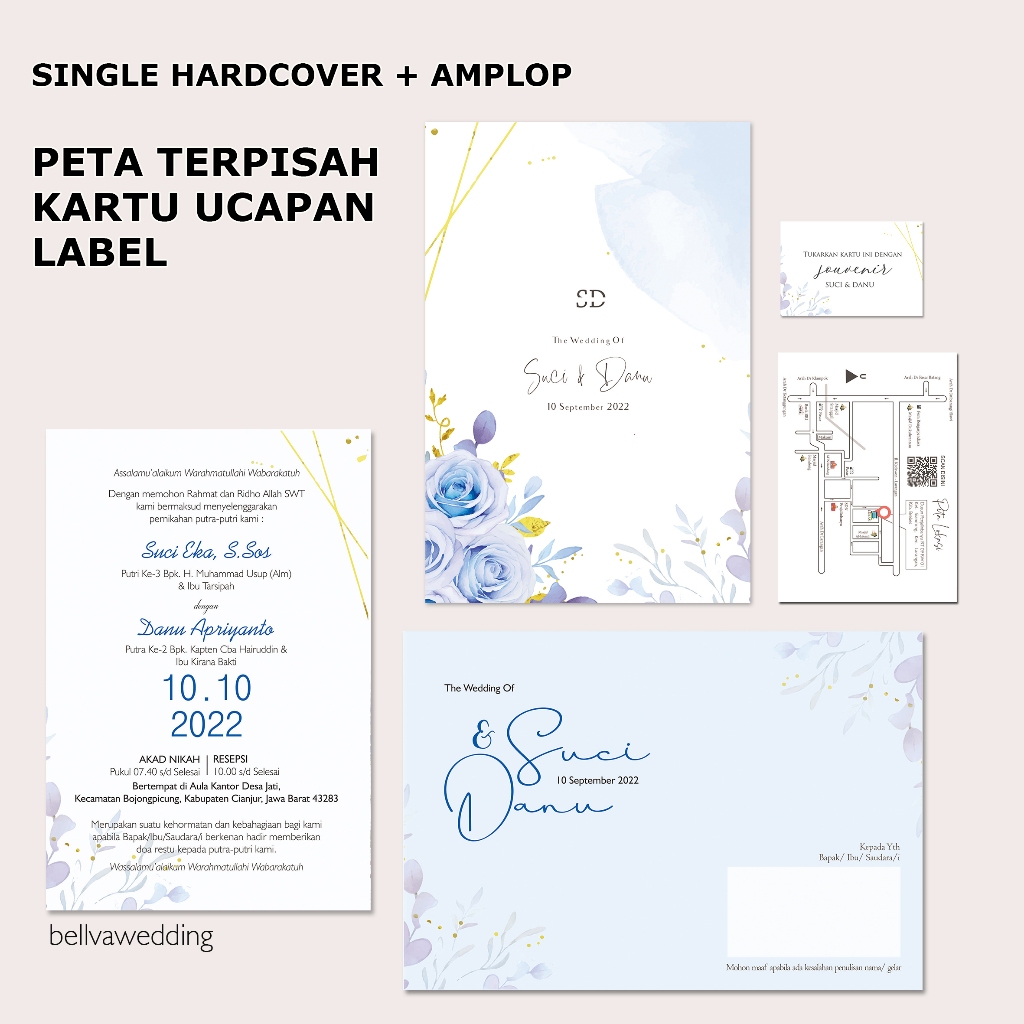 UNDANGAN PERNIKAHAN SINGLE HARD COVER / SOFT COVER DENGAN AMPLOP