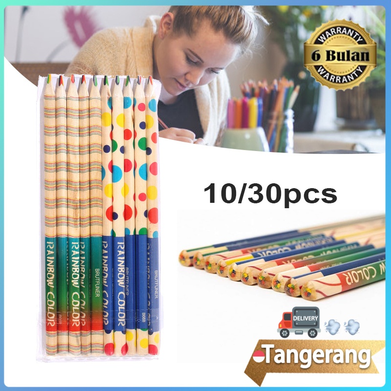 

10pcs/30pcs Pensil Warna / Rainbow Color Pencil / Pensil Pelangi 4 Warna Untuk Menulis Menggambar Graffiti
