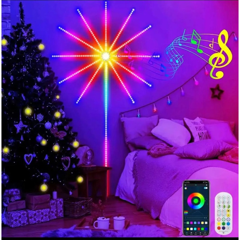 LAMPU STRIP LED KEMBANG API 5050 RGB BENTUK KEMBANG API DENGAN MUSIC UNTUK DEKORASI / LED 5050