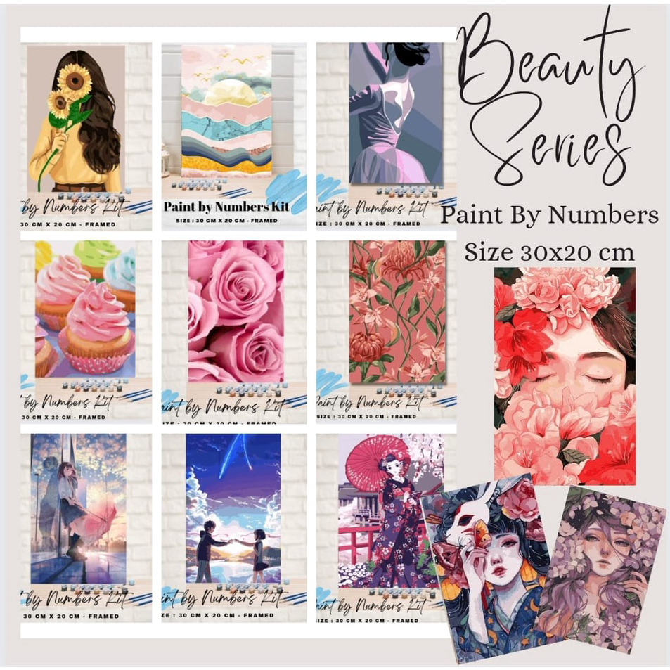 

Ready Paint By Number 30x20cm with WOODEN FRAME DIY PAINTING KIT all picture readystock