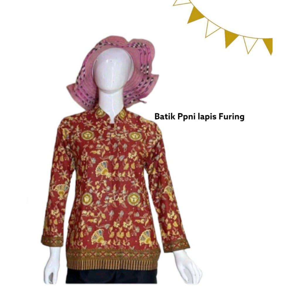 Seragam Batik PPNI Terbaru lapis Furing | Baju Batik PPNI Wanita Lengan Panjang bahan katun | Kemeja