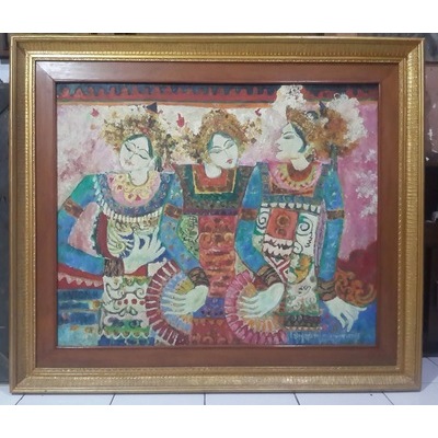 Lukisan Tiga Penari Karya Anton Huang Ubud Bali 1979